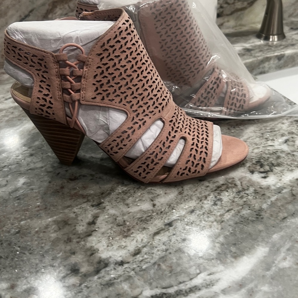 Vince Camuto rose gold leather booties. New in box